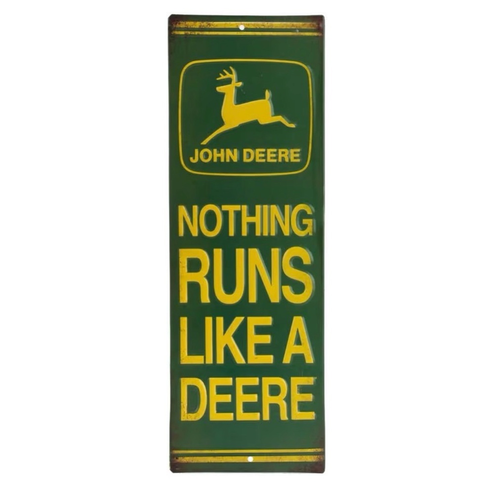 John Deere Embossed Metal Sign - Vintage Sign for Garage or Man Cave